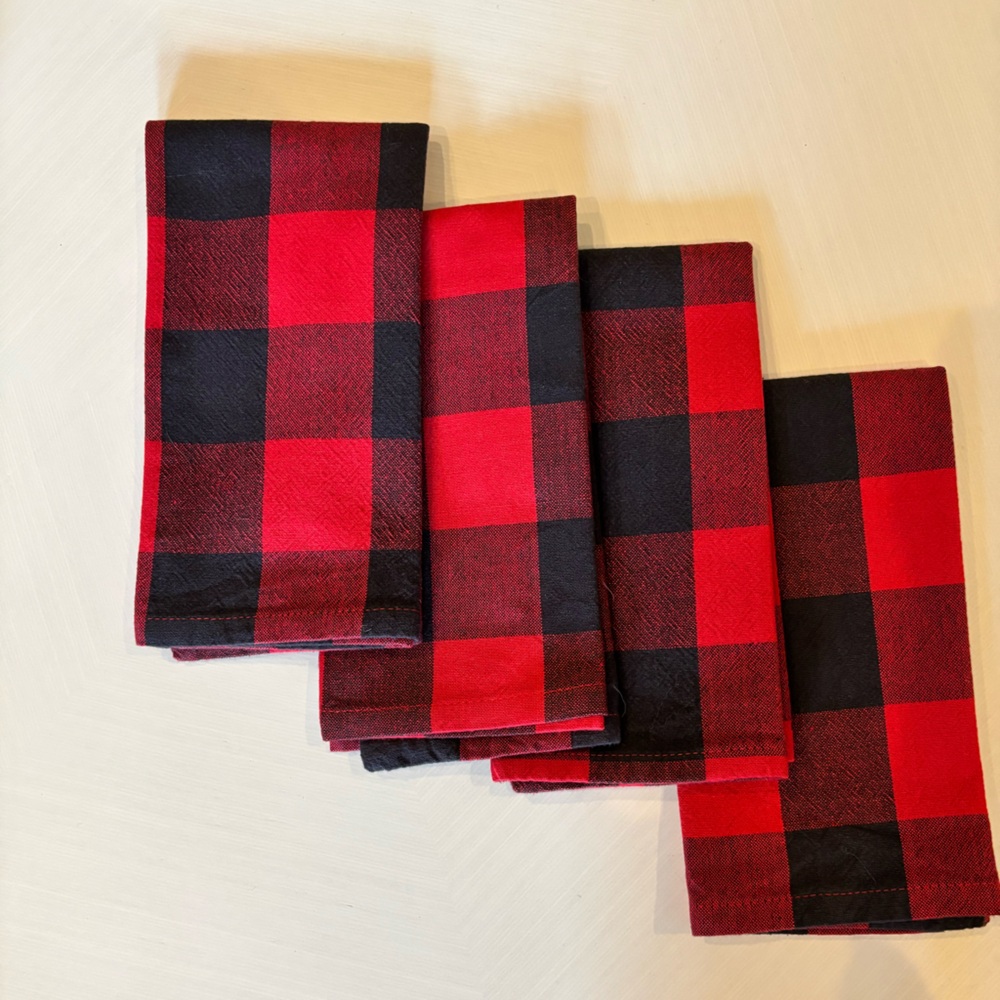 Red & Black Buffalo Plaid Cotton Napkins - Set of 4
